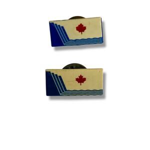 Vintage Water Dam Canadian Maple Leaf Niagara Falls .75" Set of 2